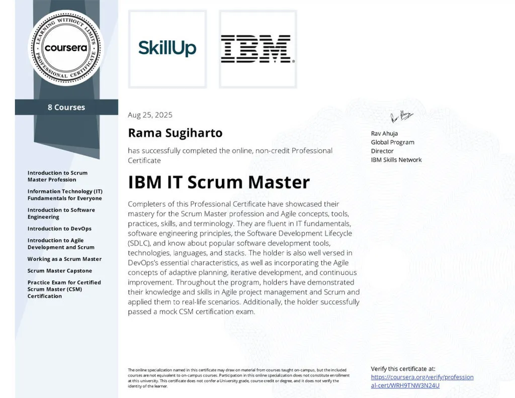 Specialization Certificate - IBM IT Scrum Master