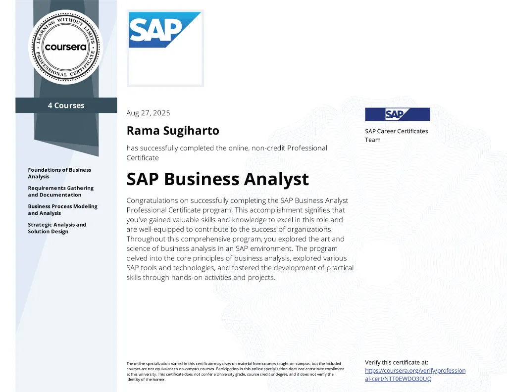 Specialization Certificate - SAP Business Analyst