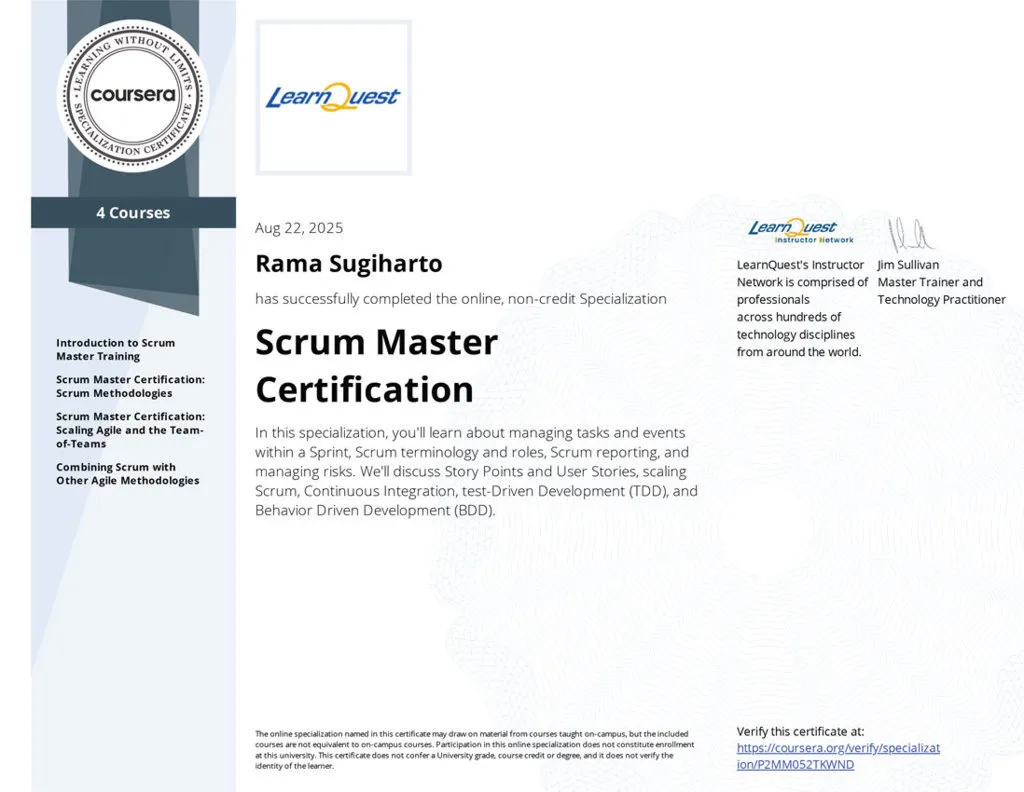Specialization Certificate - Scrum Master Certification